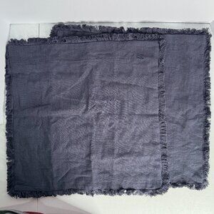 Set of 2 Navy Blue Fringe Pillow Covers – 17.5” Square with Zipper Backs‎